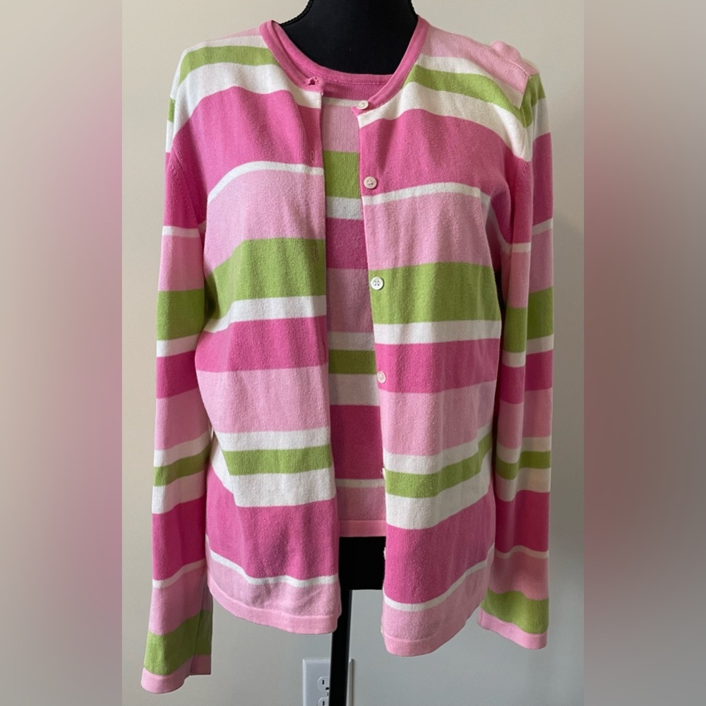Lilly Pulitzer Pink and Green Striped Sweater